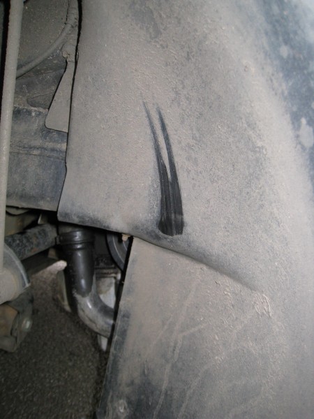 interferance with inner wheel arch cover at the front of the tyre on the offside front wheel