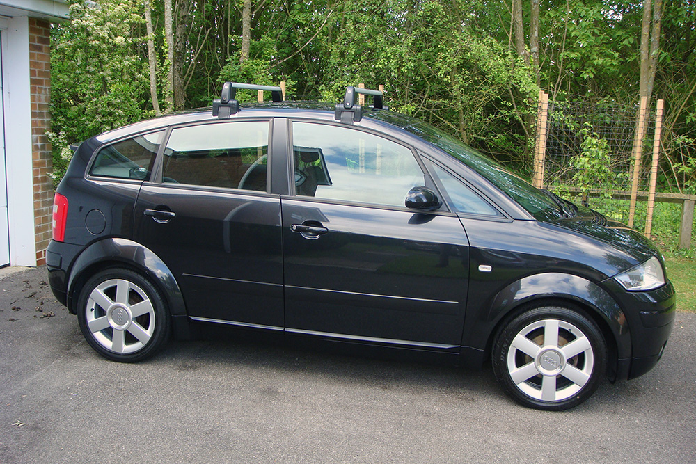 Black A2 with Audi roof bars